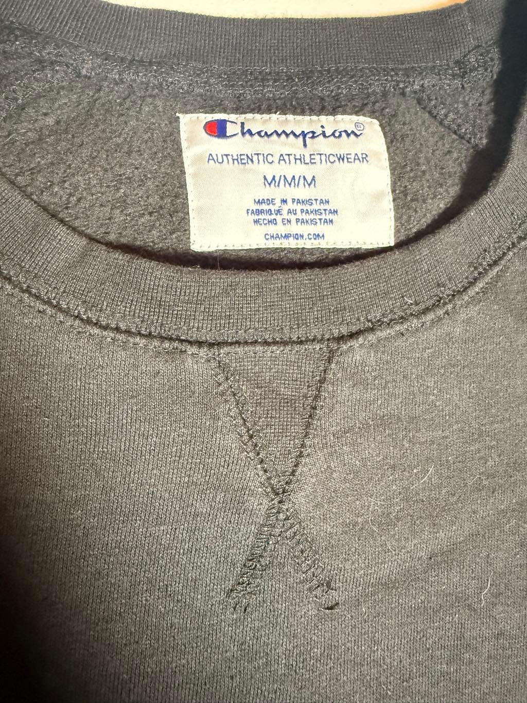 Champion Script Logo Crewneck Sweatshirt Black - Size M - Authentic Athleticwear - Flip It Now