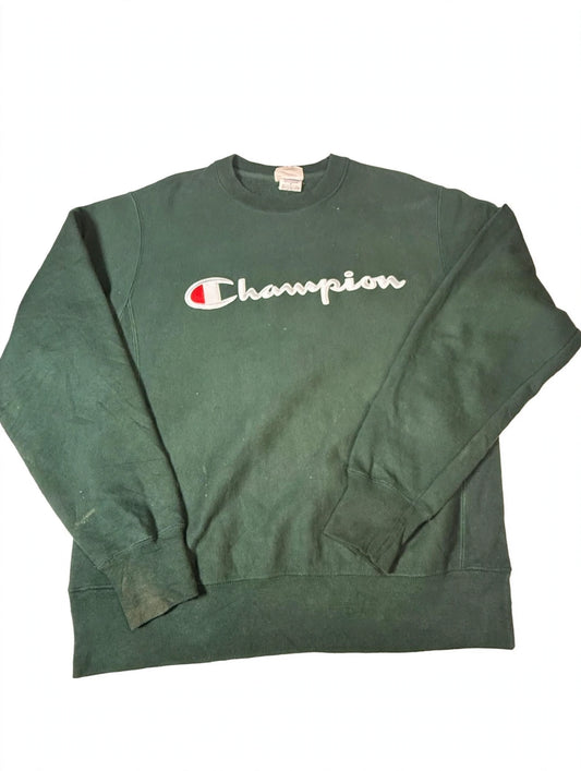 Champion Reverse Weave Crewneck - Forest Green - Script Logo - Size M - Vintage - Flip It Now