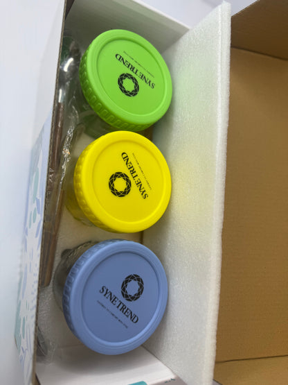 Gift Set Overnight Oats Containers with Lids, 16oz Overnight Oats Jars, 3 Pack Oatmeal Containers with Lids (Green + blue + Yellow) - Flip It Now