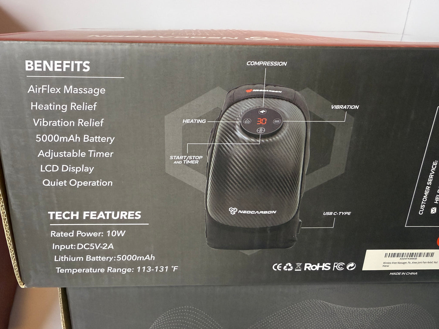 Wireless Knee Massager, Portable Heated Therapy with Compression and Vibration Massage Muscle Relaxation, Knee Joint Pain Relief, Black - Flip It Now