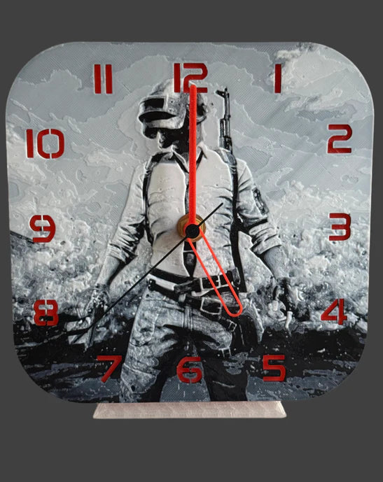 170mm PUBG-Themed HueForge Wall Clock – Time to Drop In - Flip It Now