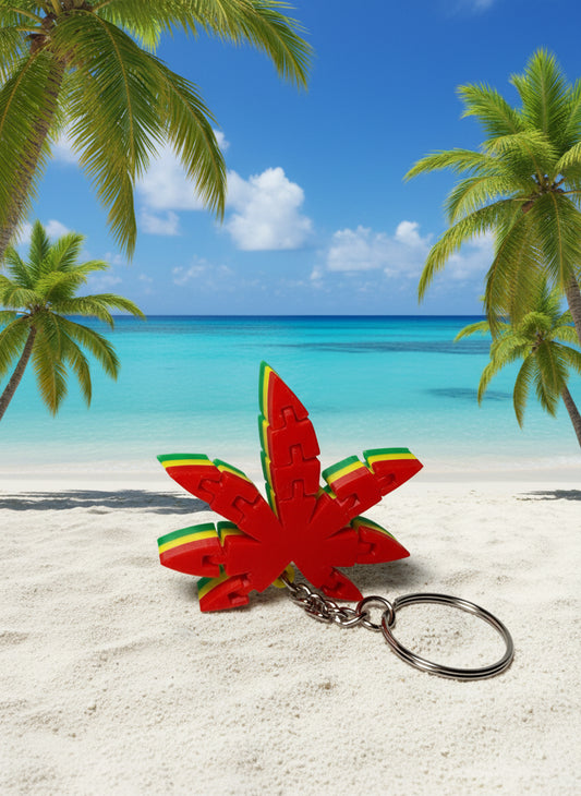 Rasta Hemp Leaf Keychain – Bold Colors, Chill Vibes - Flip It Now